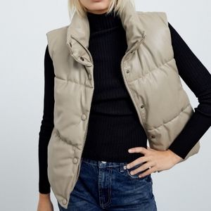 Zara faux leather puffer vest